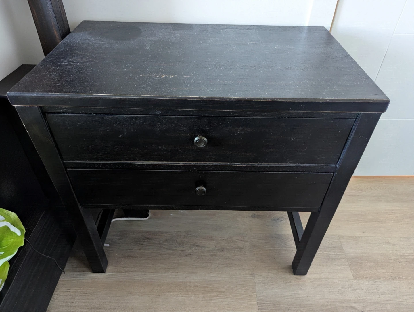 Ashley Black Wooden Bedside Table with Two Drawers