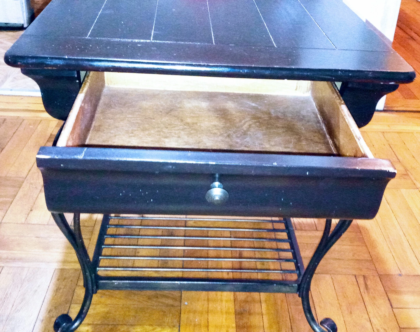 Dark Wood End Table with Drawer - photo 3