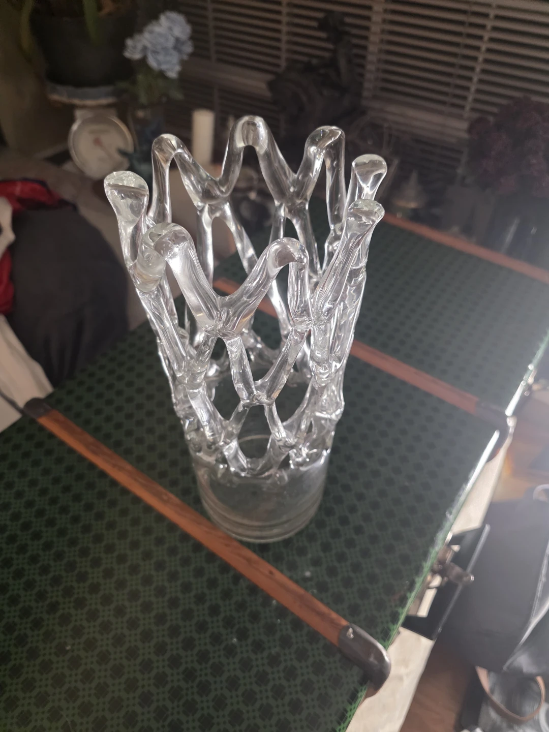 Vintage hand blown Clear glass sculptural vase - photo 2