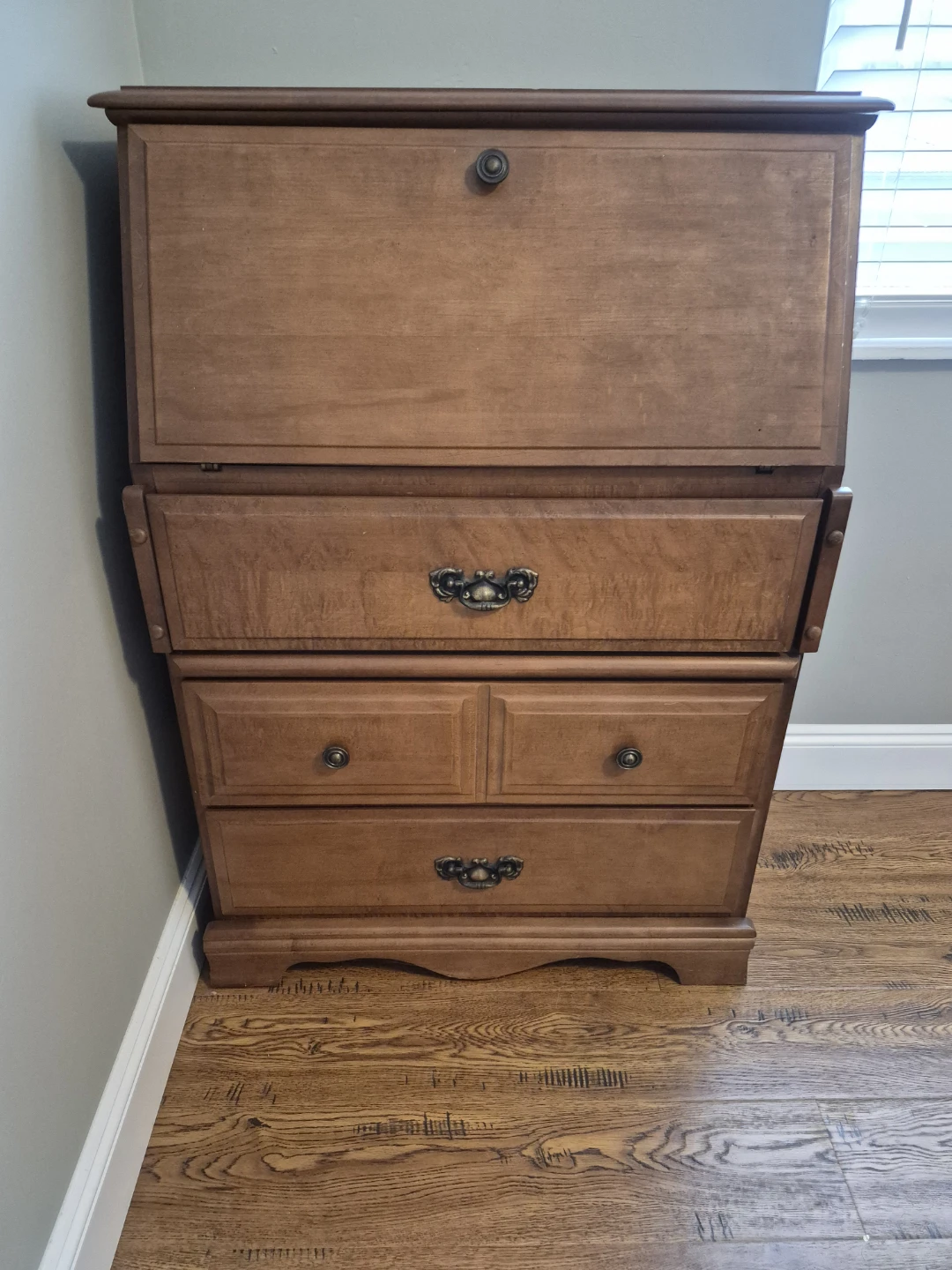 Wooden drop-front secretary desk