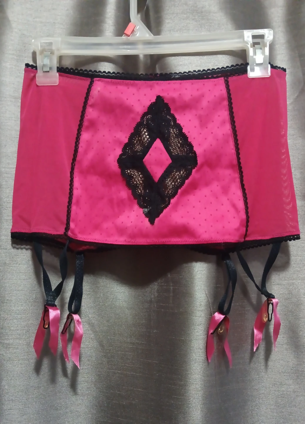 Pink and Black Lace Garter Belt skirt