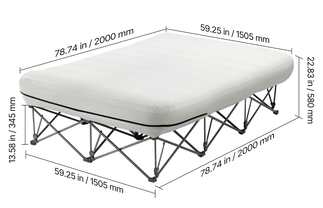 Bed Queen Air Mattress with Frame and Rolling Case and air pump - photo 3
