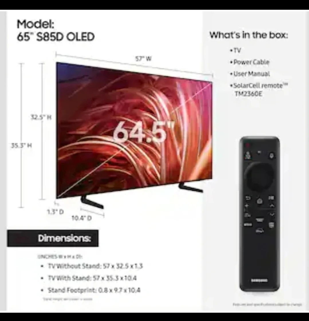 Samsung 65" S85D Series OLED 4K Smart TV - photo 3