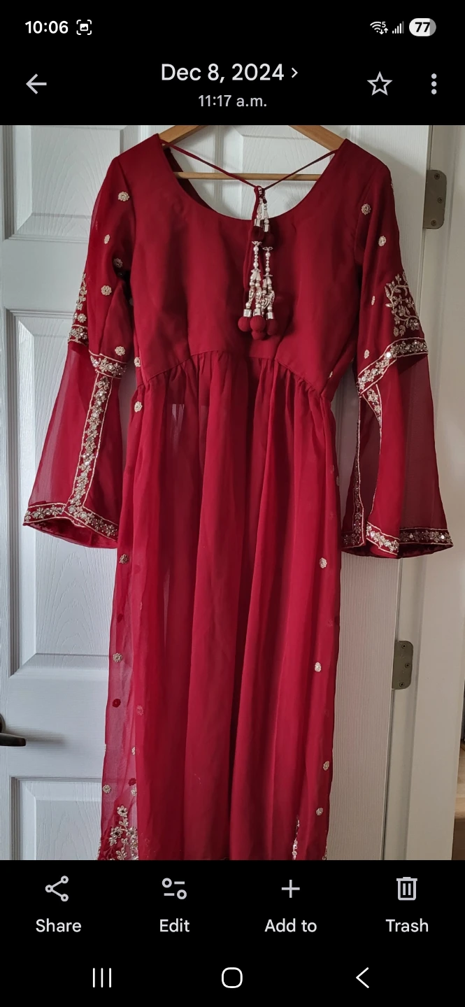 Red Embroidered Gharara Set - photo 2