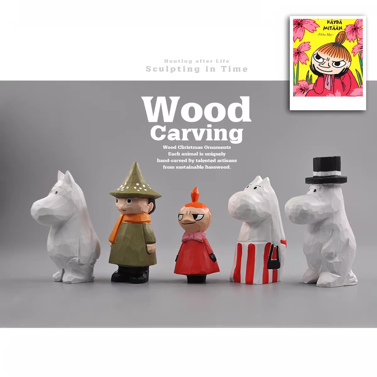 Hand-Carved Moomin Wooden figurine set