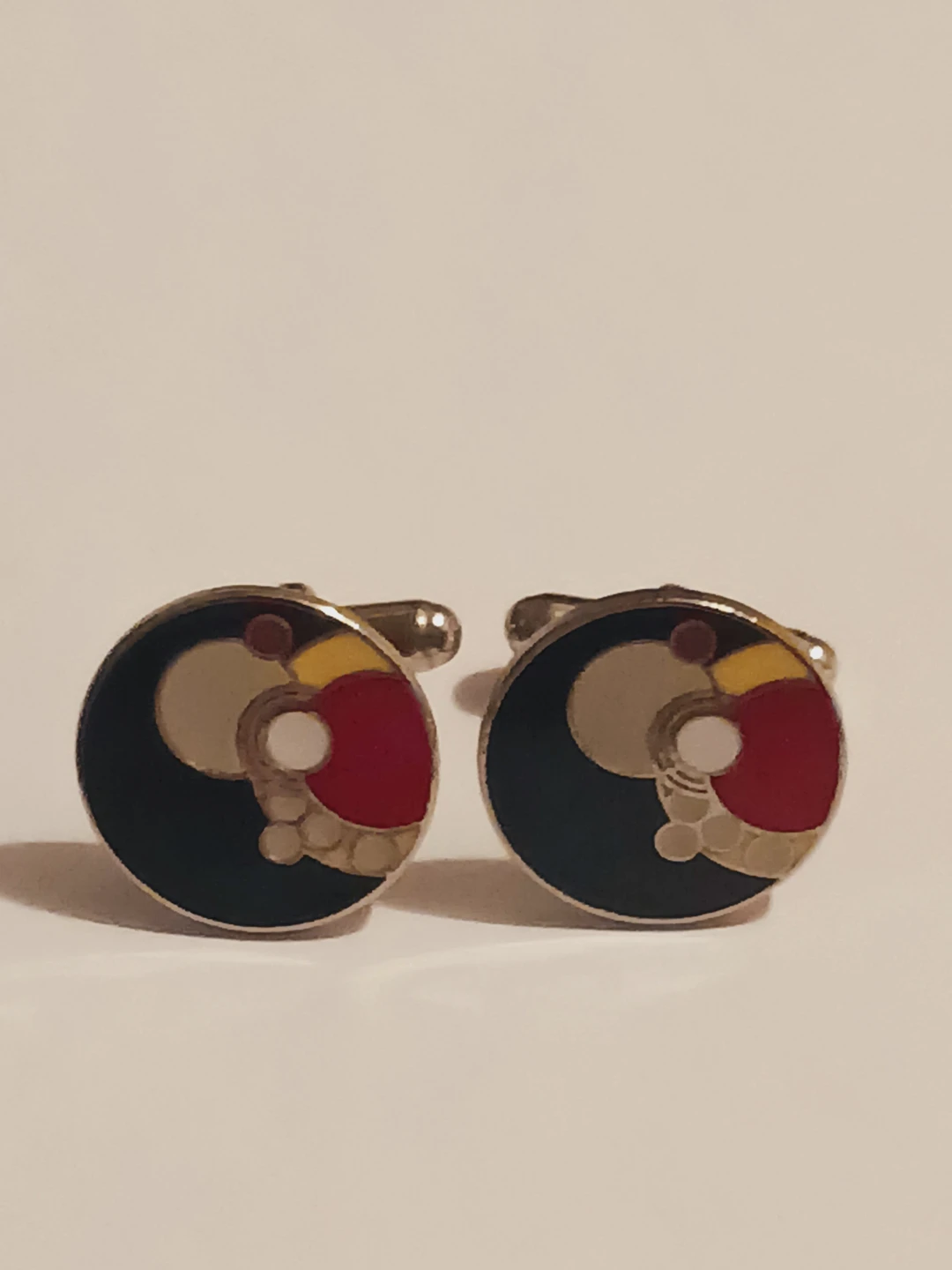 FRANK LLOYD WRIGHT Signed Abstract Geometric Enamel Cufflinks - photo 3