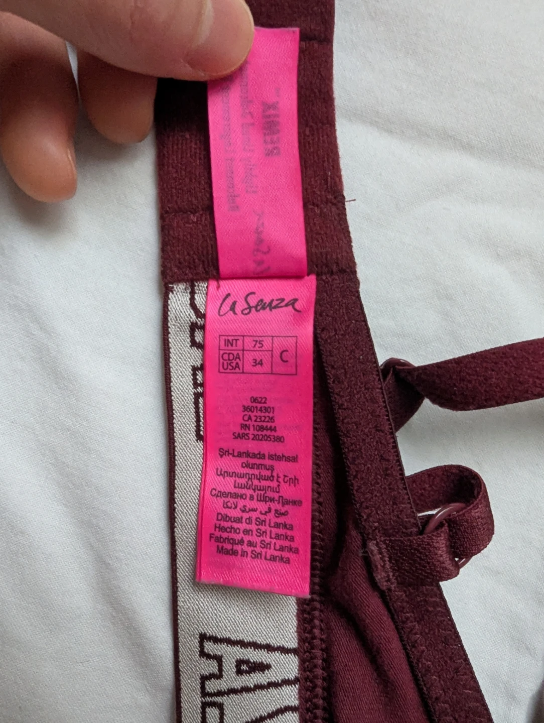 La Senza Remix Lightly Lined Cotton Balconnet Bra 34C burgundy - photo 4
