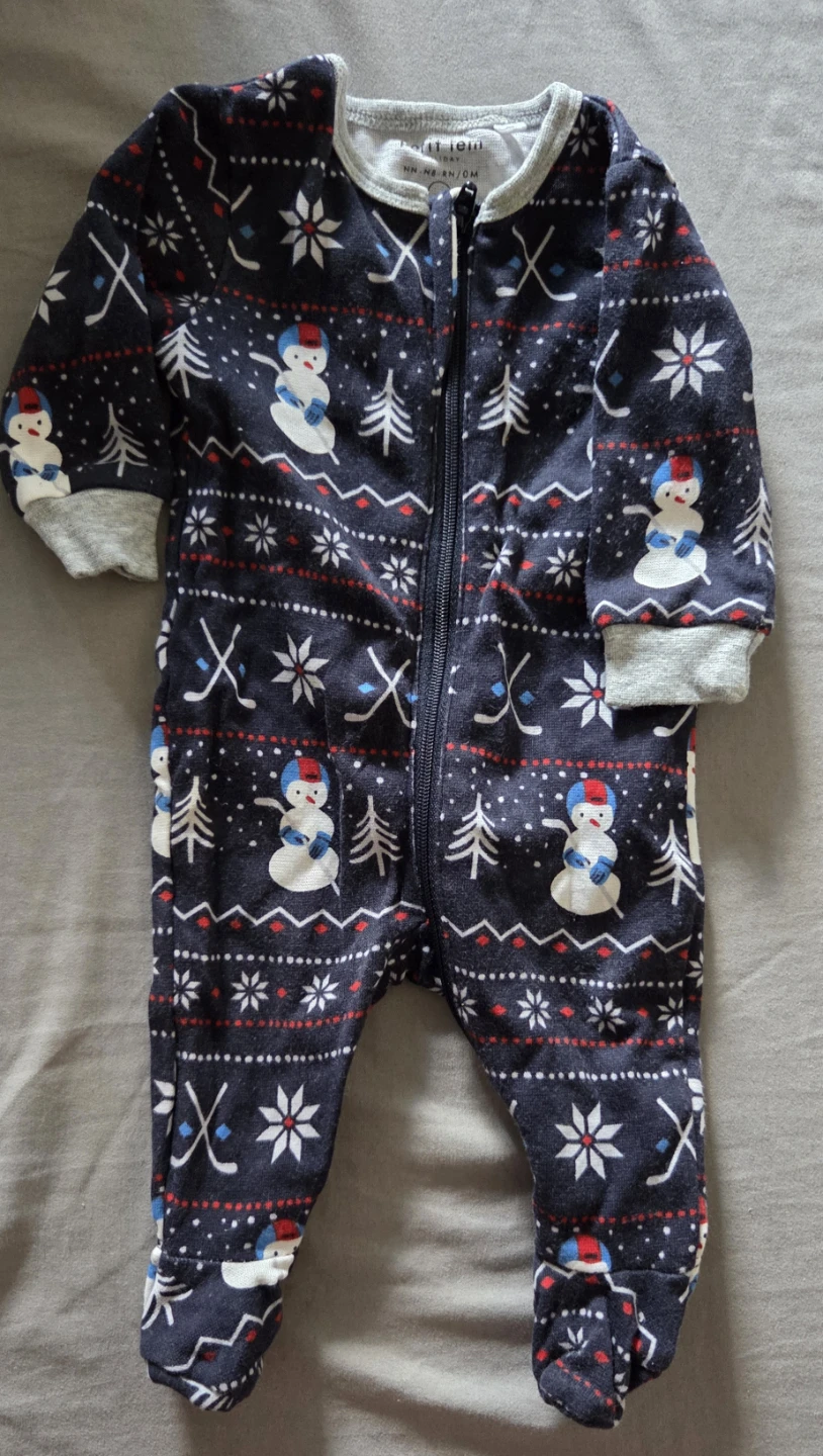 Petit Lem Newborn Holiday Footed Pajama