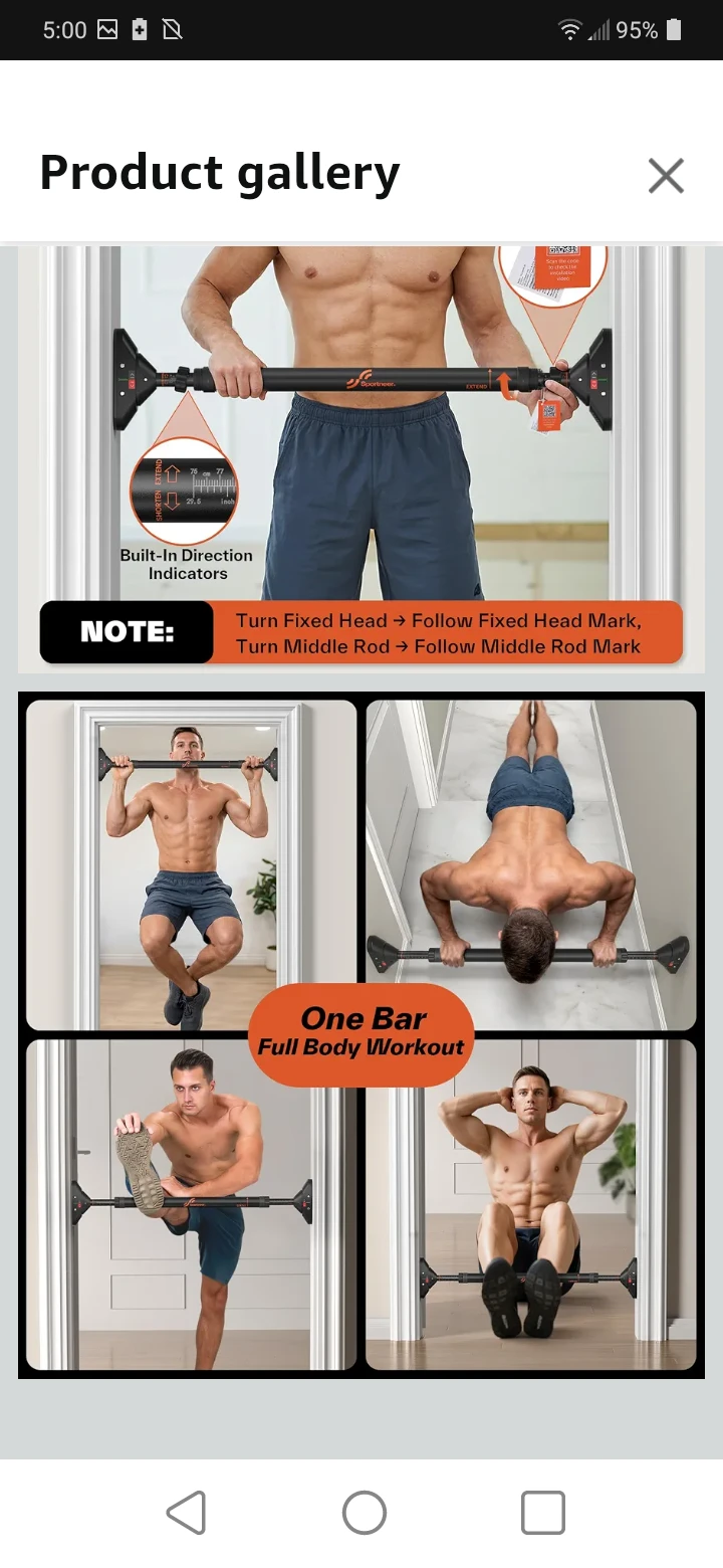 NEW STRENGTH TRAINING PULL UP BAR WITHOUT SCREWS IN BOX - photo 4