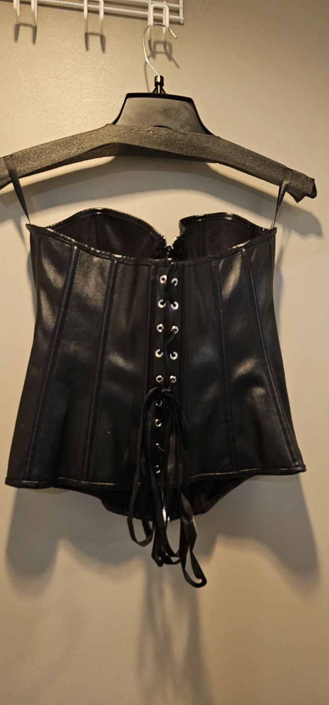 Black faux leather corset top - photo 2