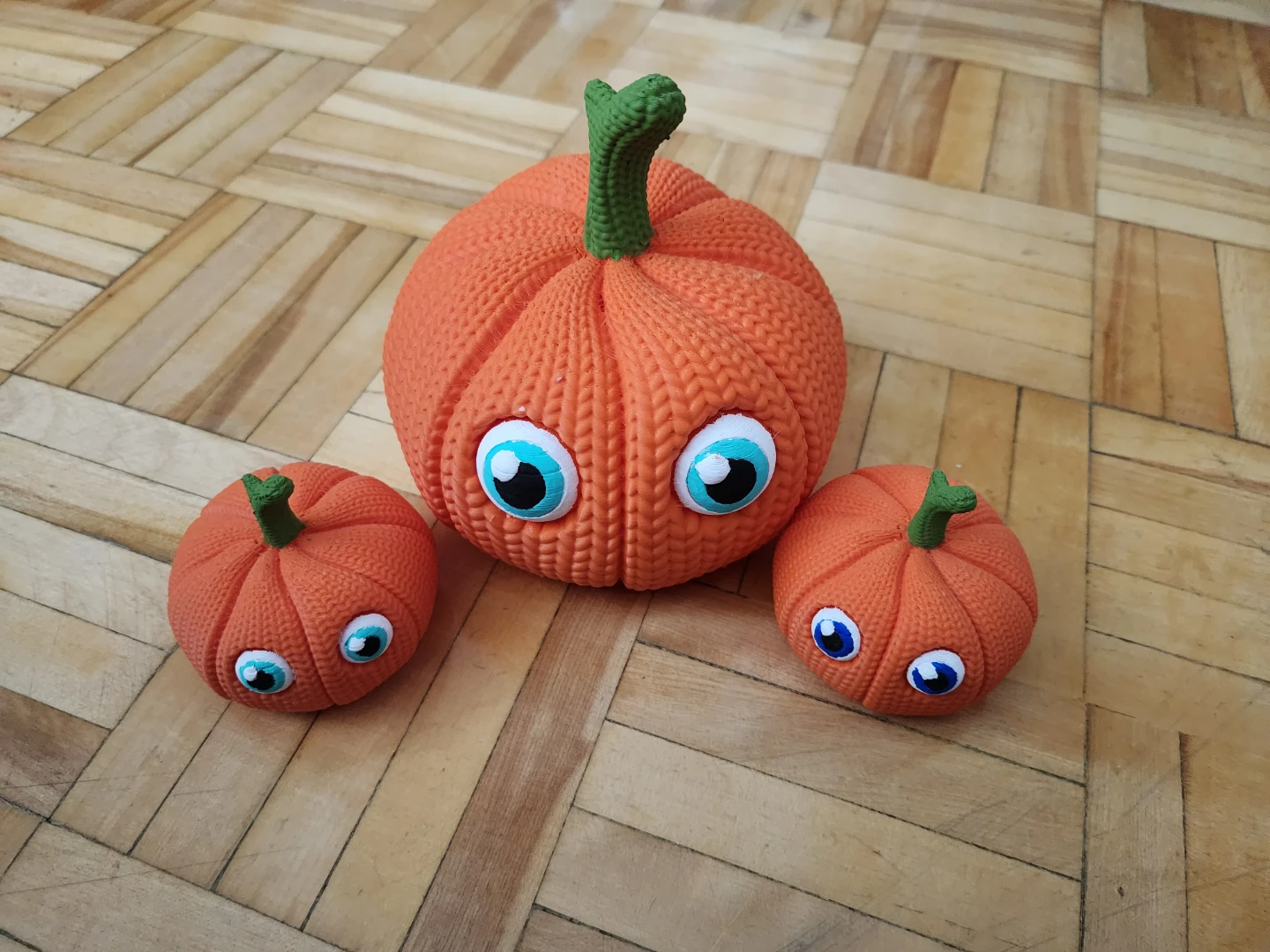 Set of 3 3D Printed Pumpkin crochet style Decorations