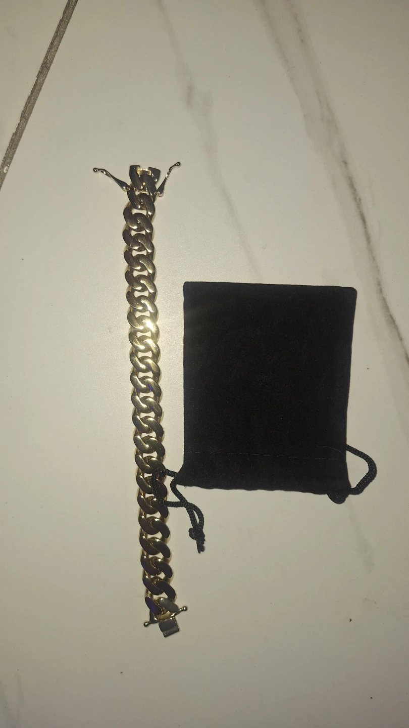 14K Gold plated cuban link bracelet - photo 2