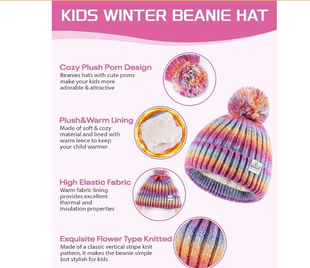Sanpuki Kids Winter Beanie Hat, Scarf, and Glove Set - photo 2