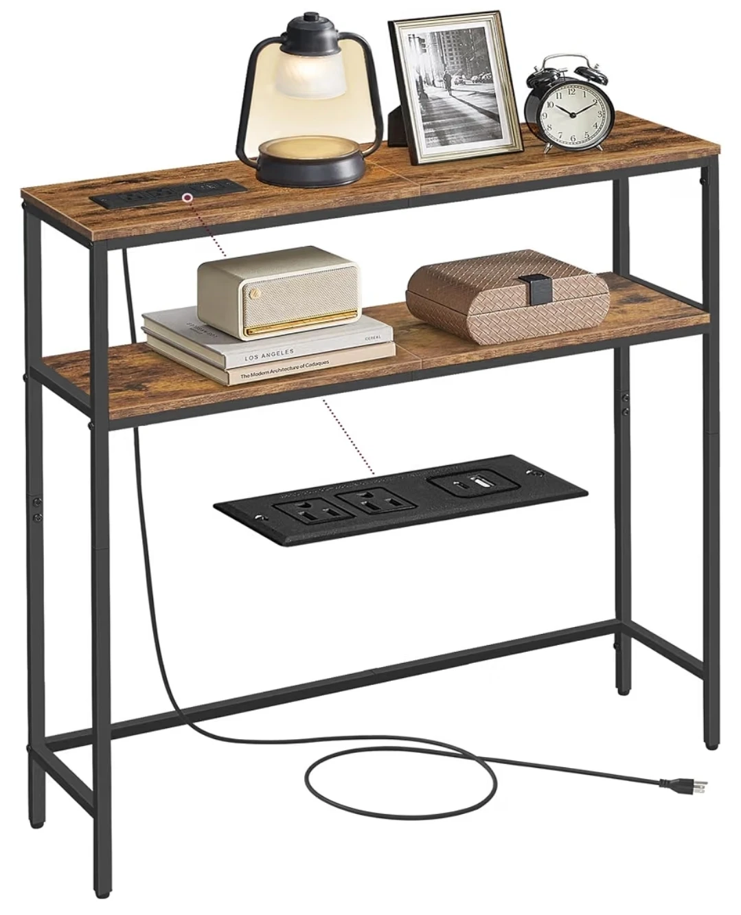 Rustic Console Table with Built-in Charging Station - photo 2