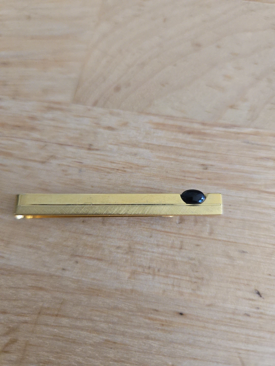 Gold-Tone Tie Bar with Black Accent