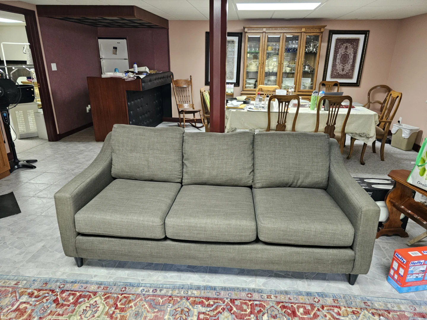 Three-Seater Sofa in Olive  Green - photo 4