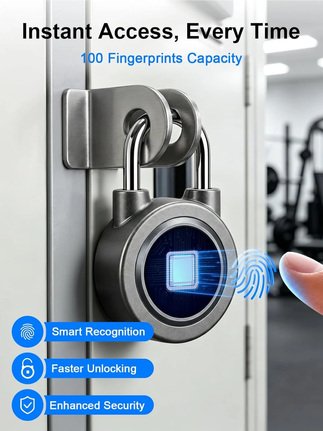 Fingerprint Padlock, Smart Padlock Fingerprint Lock(Grey) - photo 5