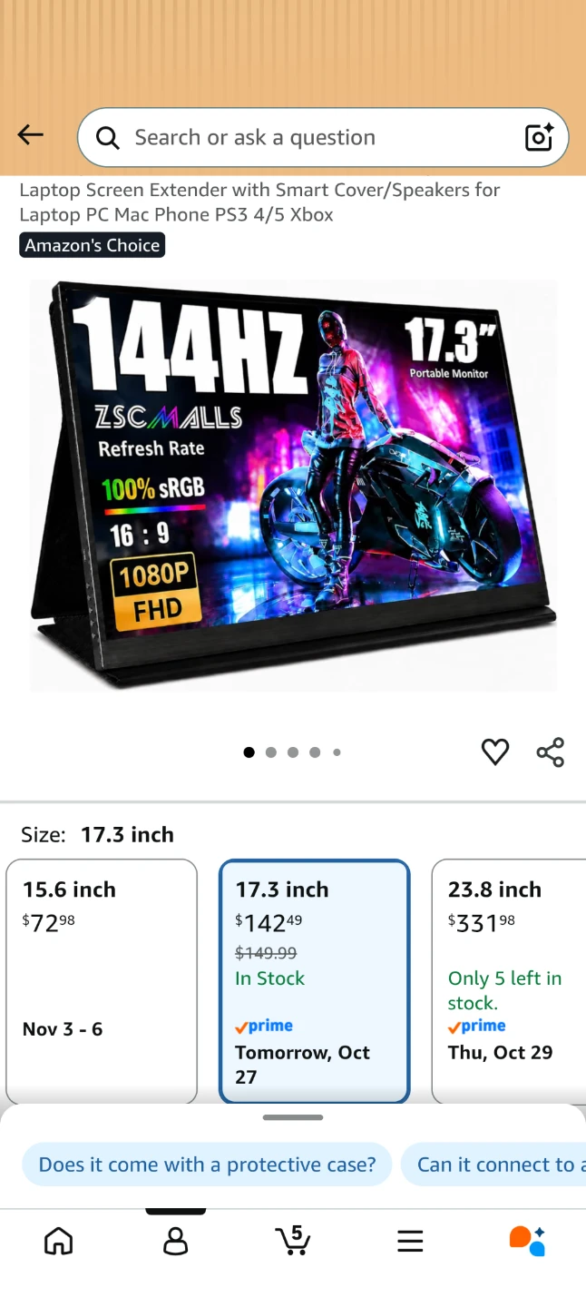 17.3 Inch Portable Monitor 144Hz FHD