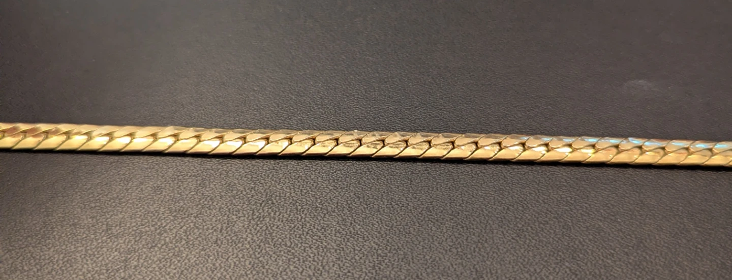 Gold Tone Herringbone Chain 8" Bracelet - photo 2