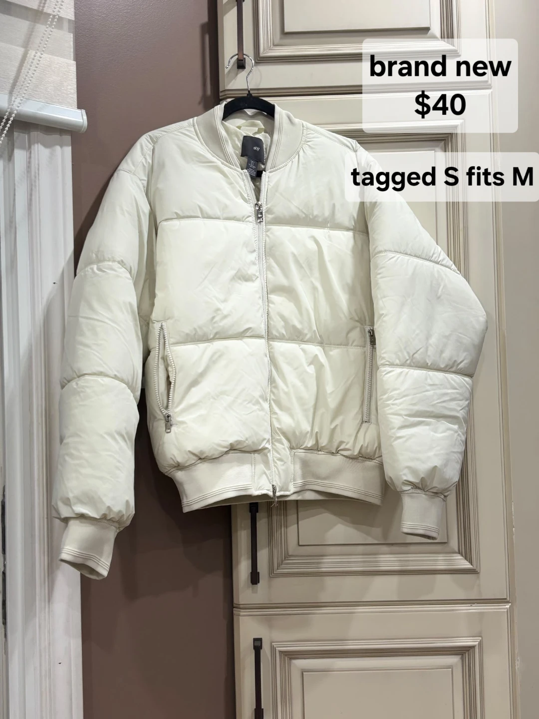 H&M Puffer Bomber Jacket - Off-White
