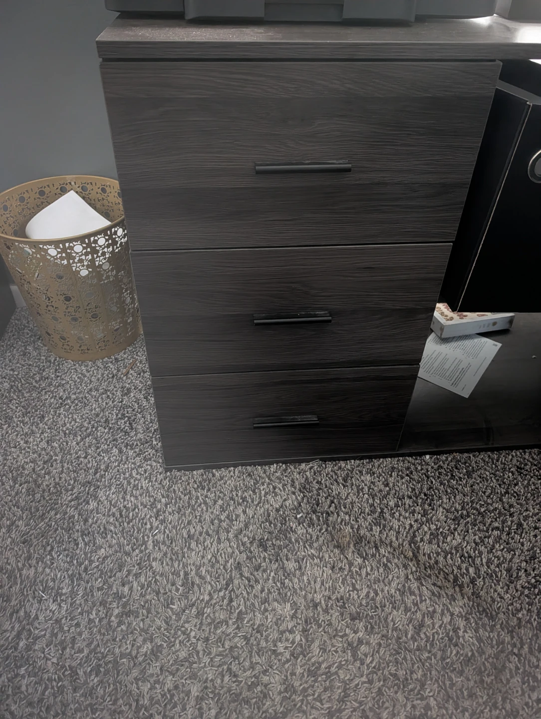 Office table with file cabinet with white faux office chair - photo 3