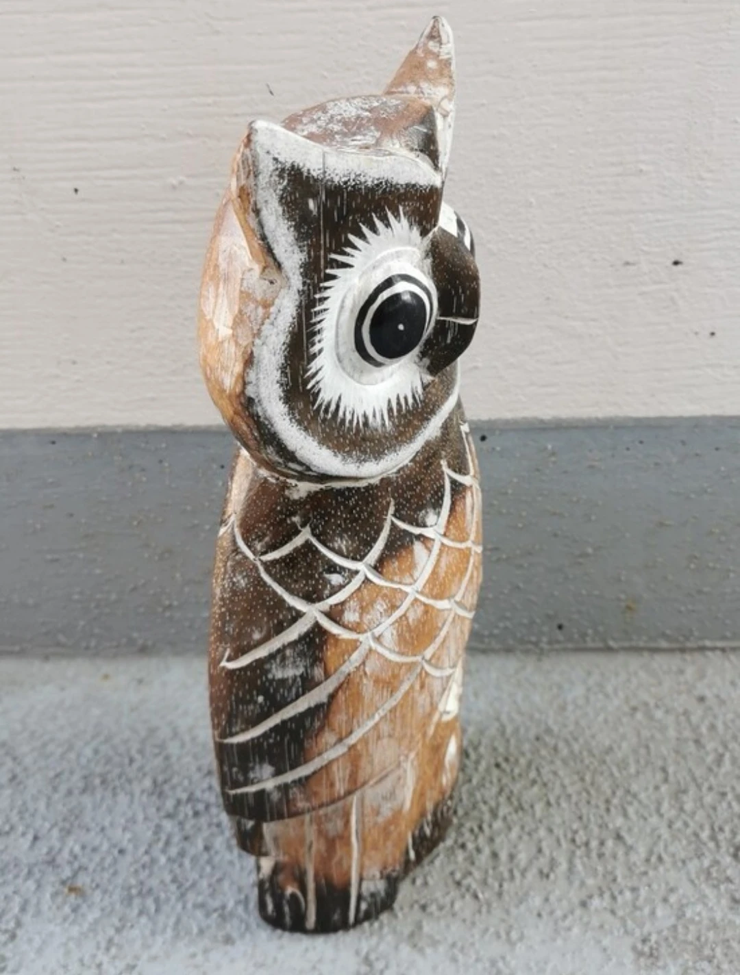Vintage Hand-Carved Wooden Owl Figurine 12” Rustic Home Decor - photo 4
