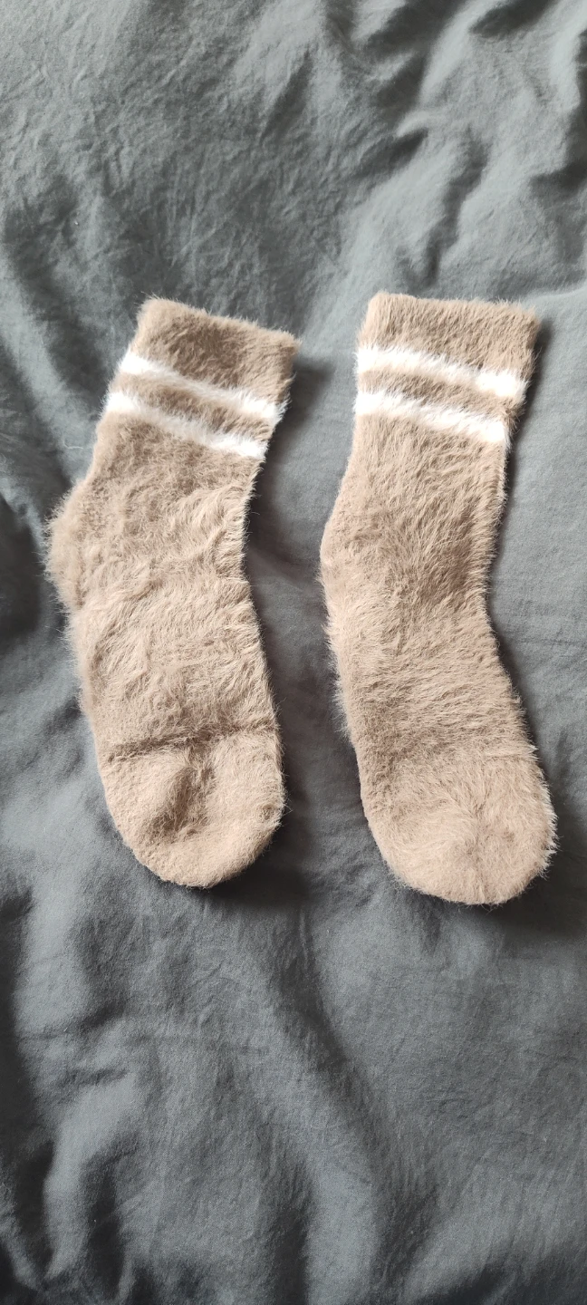 Fuzzy Brown Striped Socks