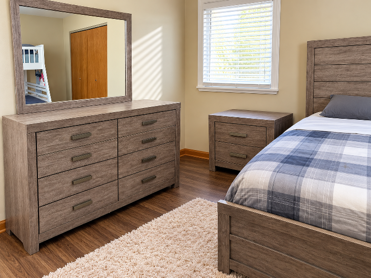 Queen Bedroom Set – Bed Frame, Dresser w/ Mirror, Nightstand - photo 3