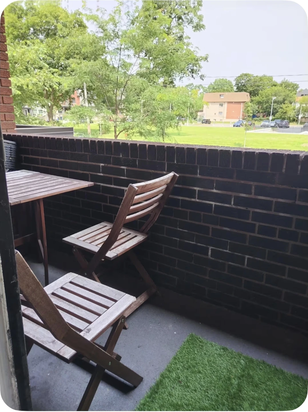Wooden Folding Balcony Table and Two Chairs
