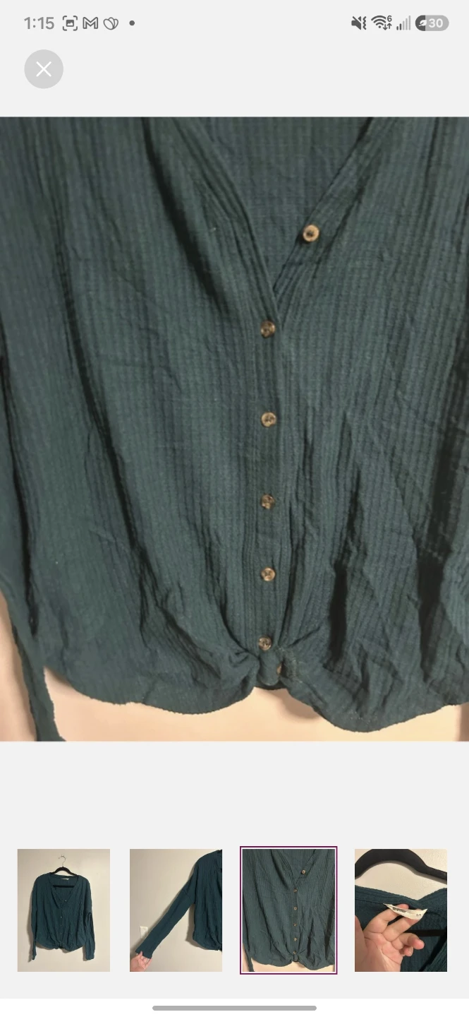 Bluenotes waffle knit button-up top - photo 3