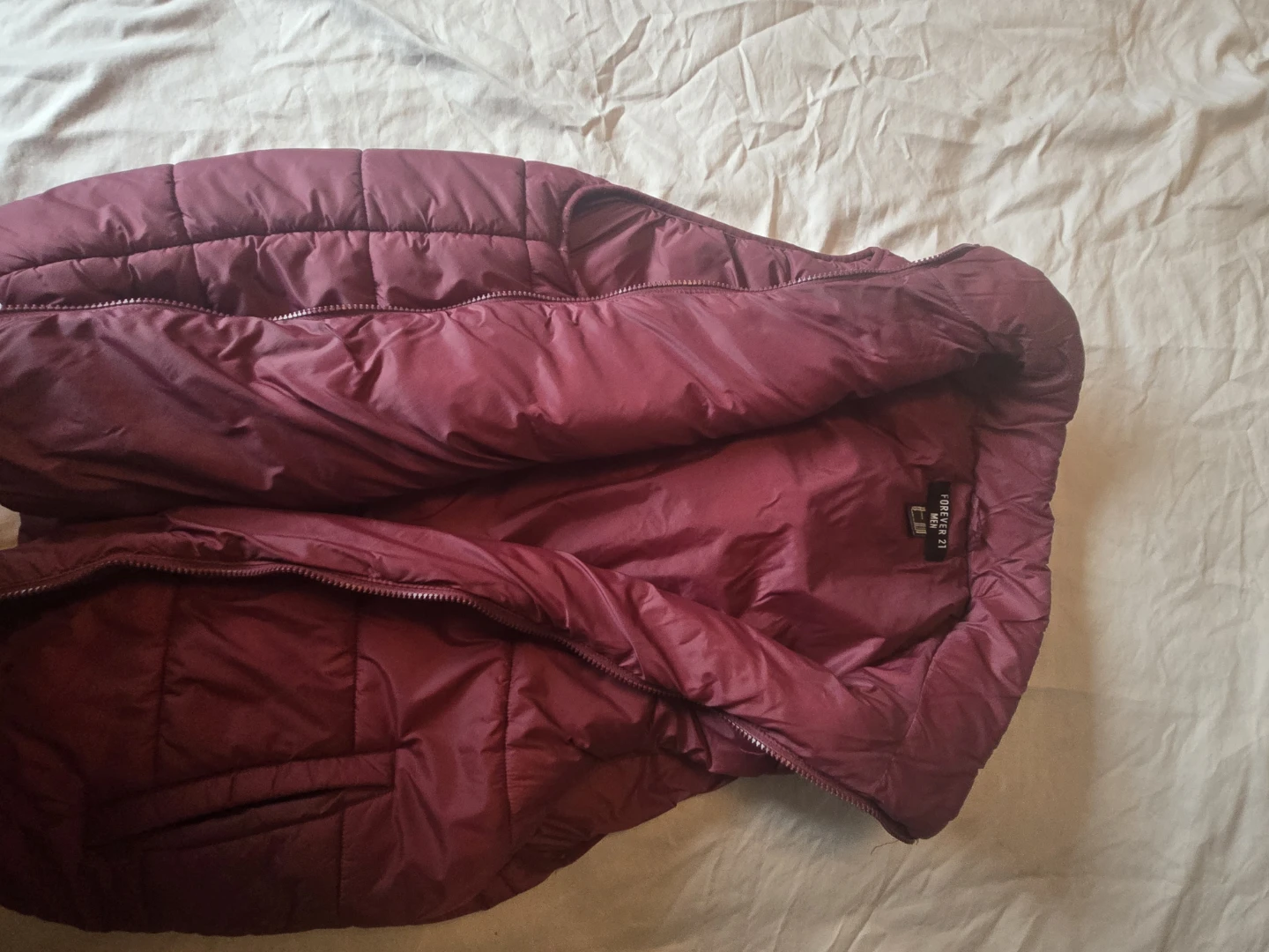 MEN'S Forever 21 Quilted Puffer Vest - Wine - photo 2