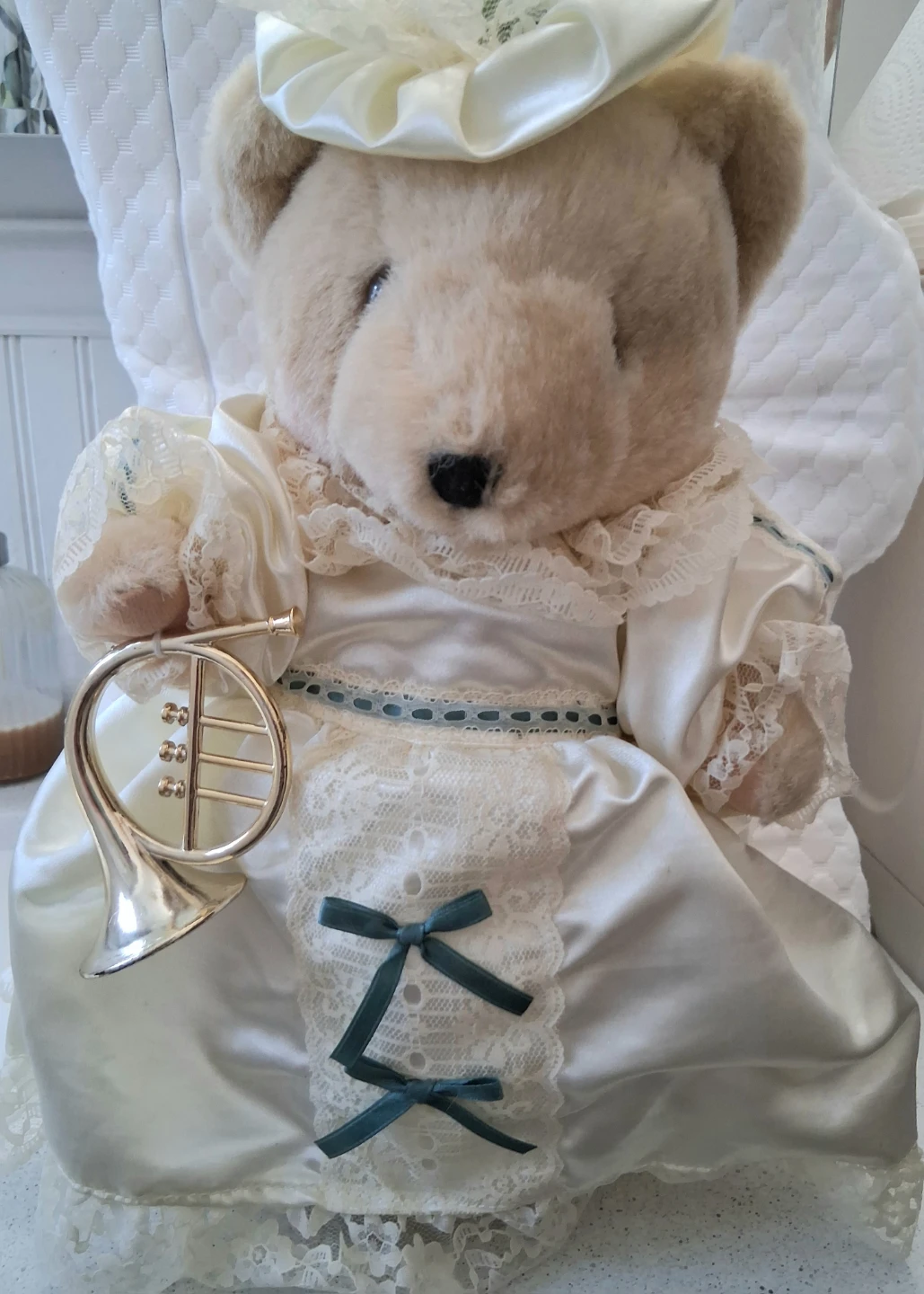 Vintage Collectible Teddy Bear in Lace Dress - photo 5