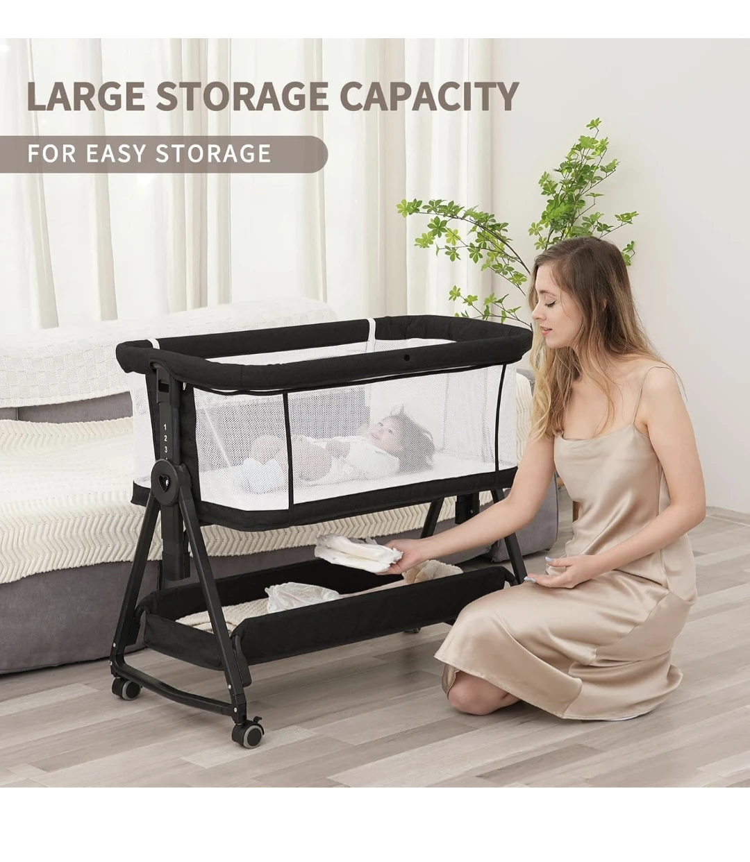 Baby Bedside Bassinet with Storage - photo 4