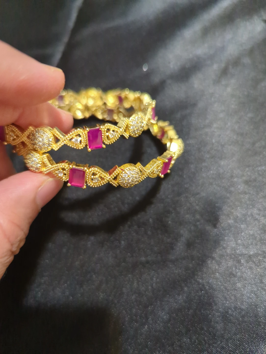 Gold-Tone Stone Embellished Bangles - photo 4