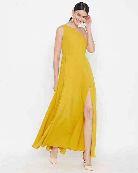 Yellow One-Shoulder Maxi Dress