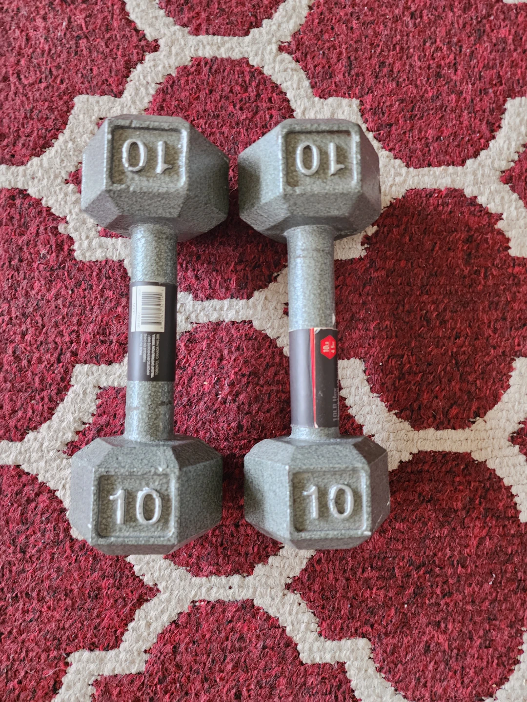 Two 10lb Hex Dumbbells