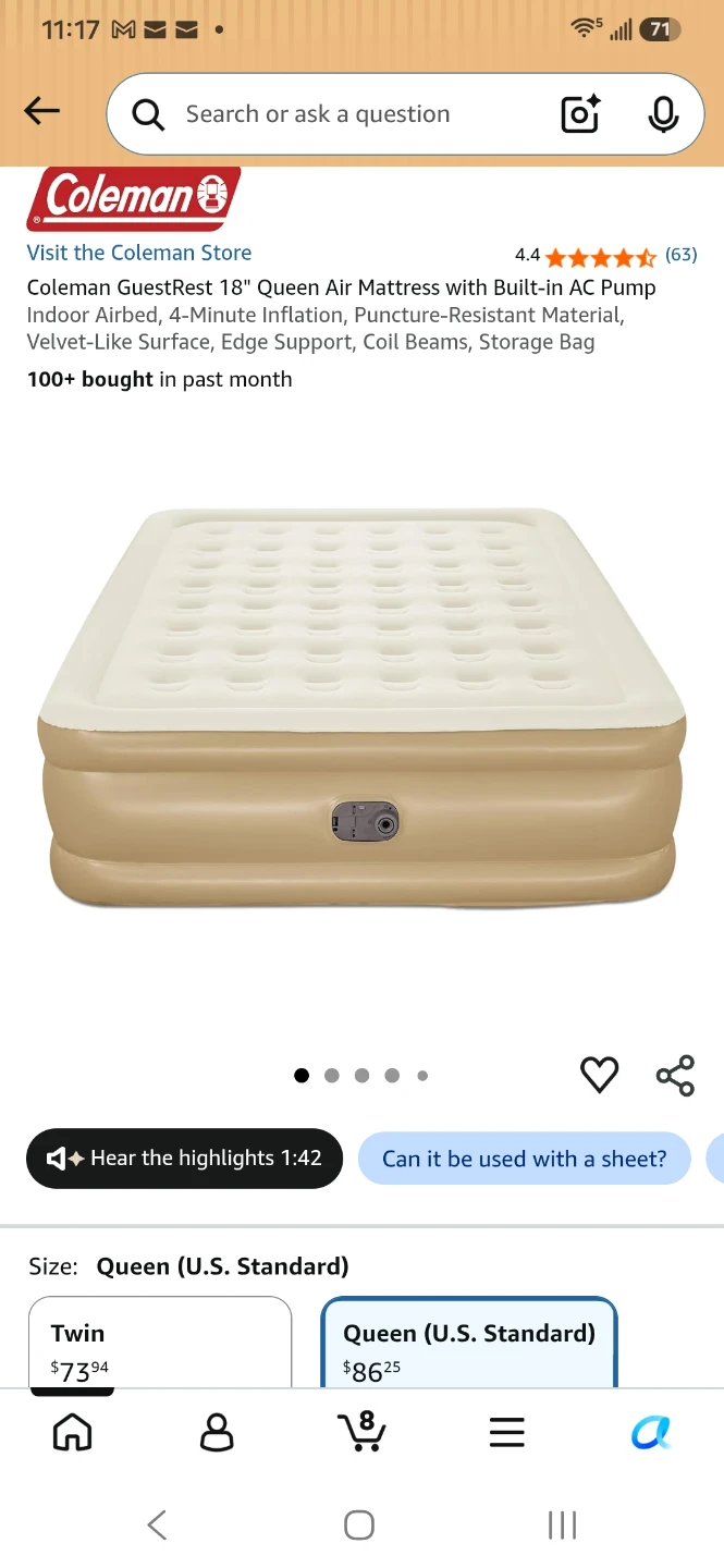 Coleman GuestRest Queen Airbed, NWOB