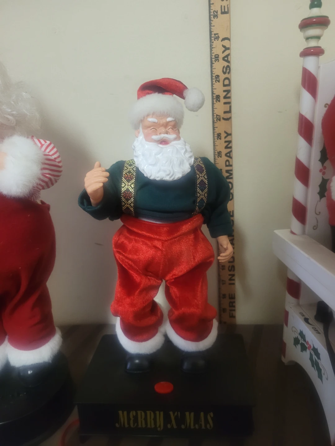 Three Vintage Animated Santa Christmas Figurines - photo 4