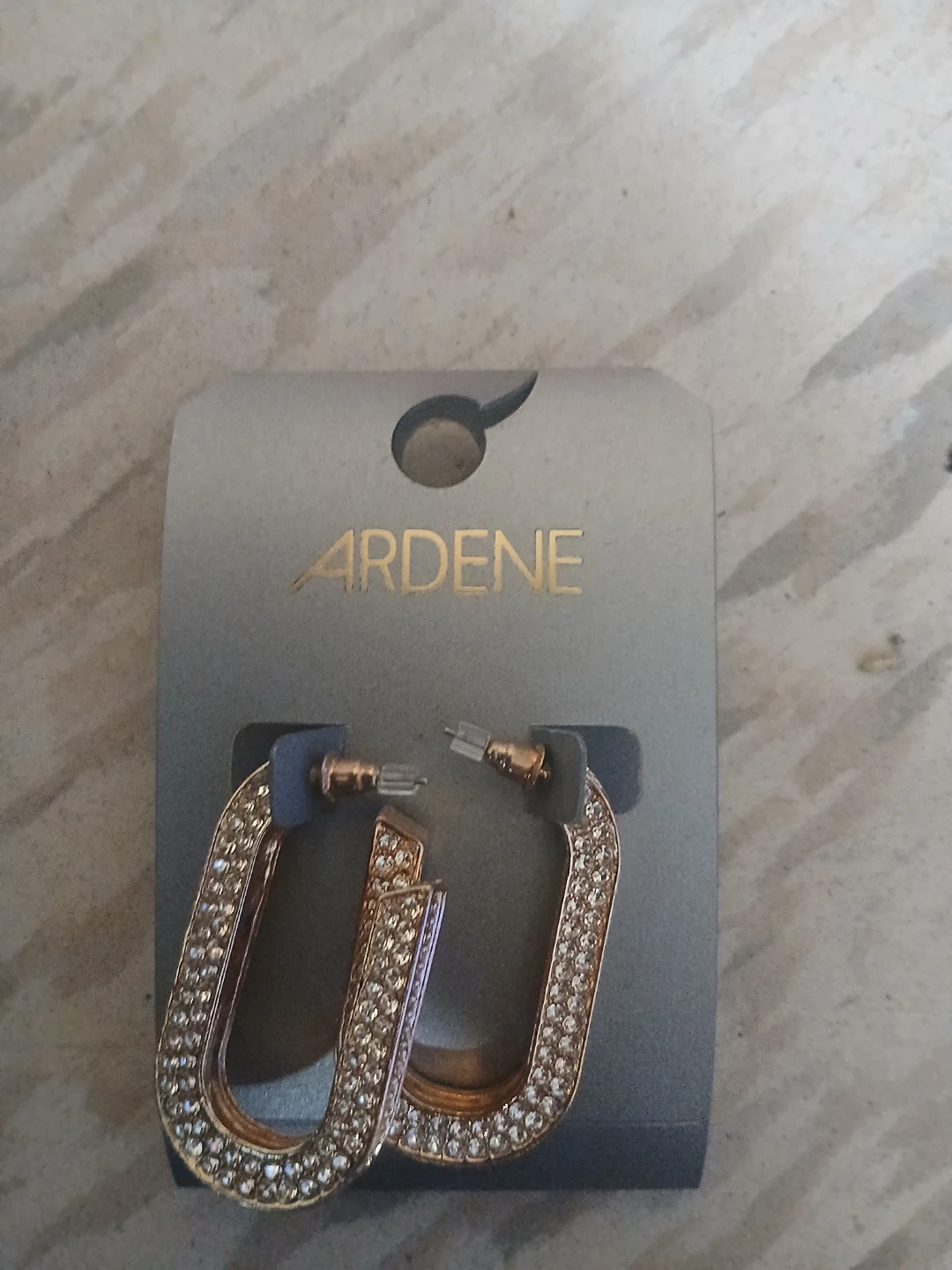 Ardene Rhinestone Rectangle Hoop Earrings