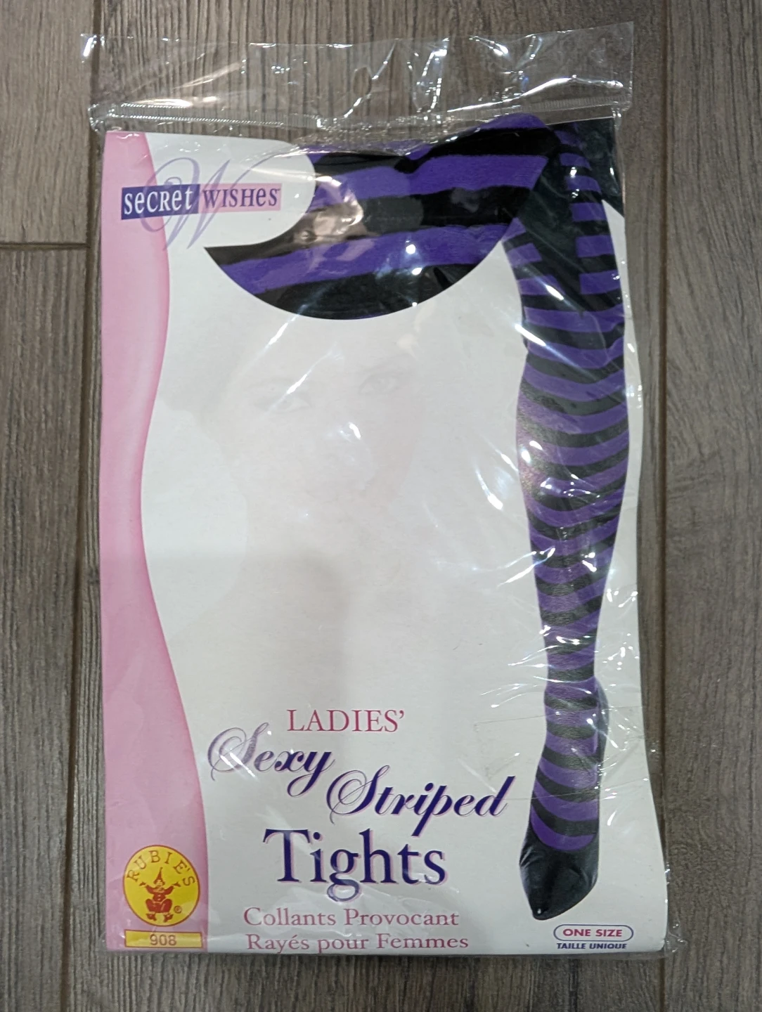 NIP - Rubies Ladies' Sexy Striped Purple Black Tights