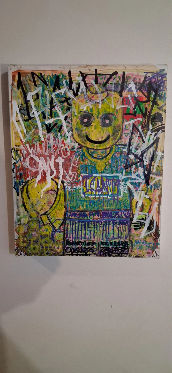 Abstract graffiti-style canvas art