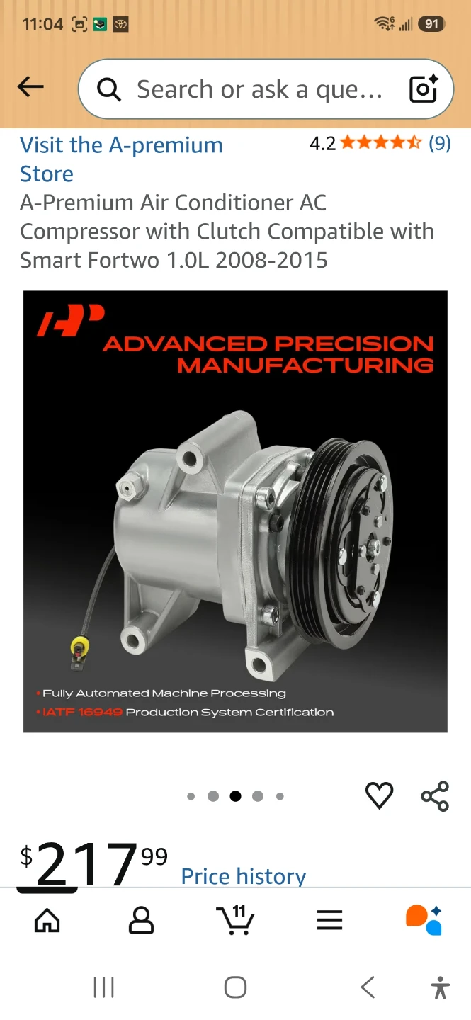 A-Premium AC Compressor for Smart Fortwo 2008-2015 - photo 4