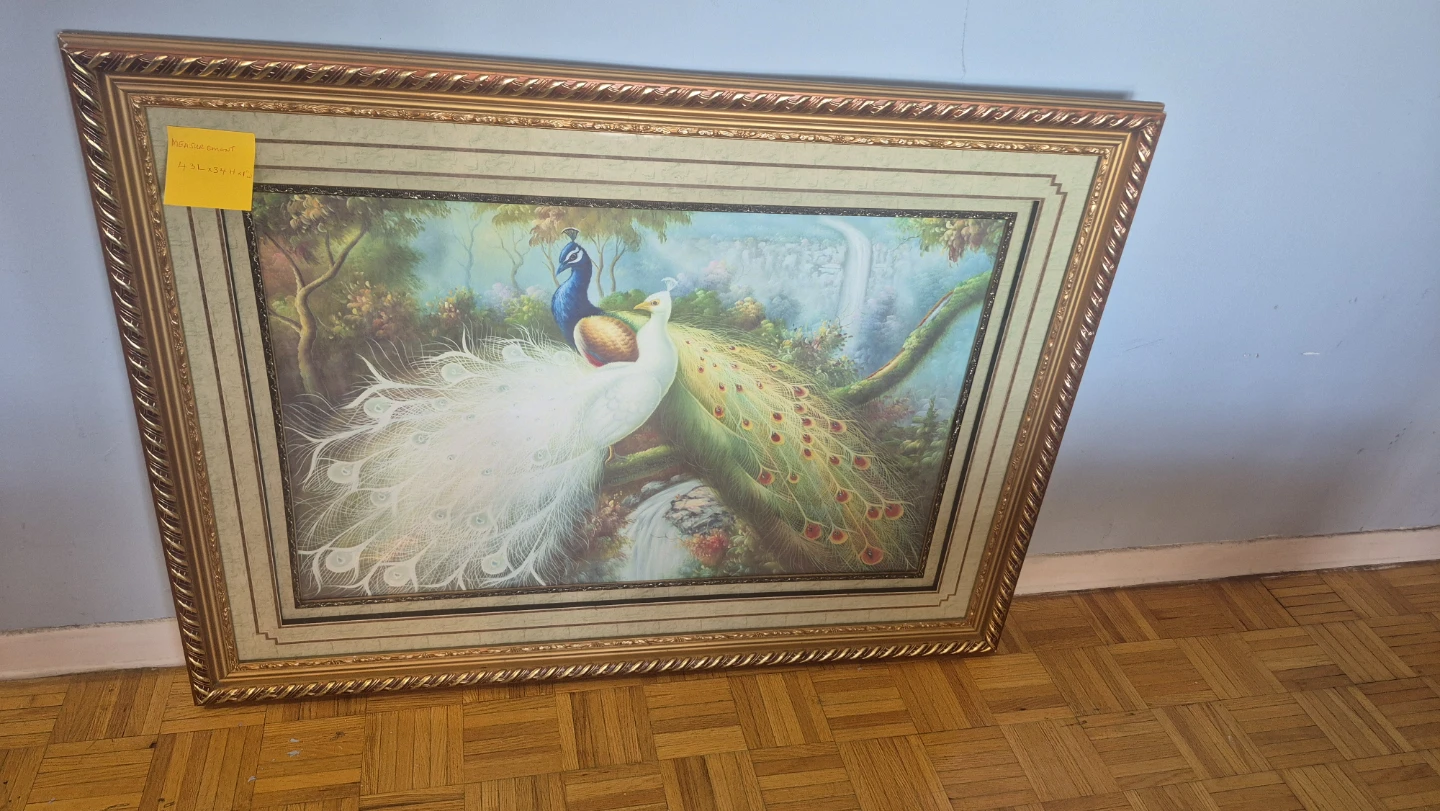 Large Framed Peacock Wall Art