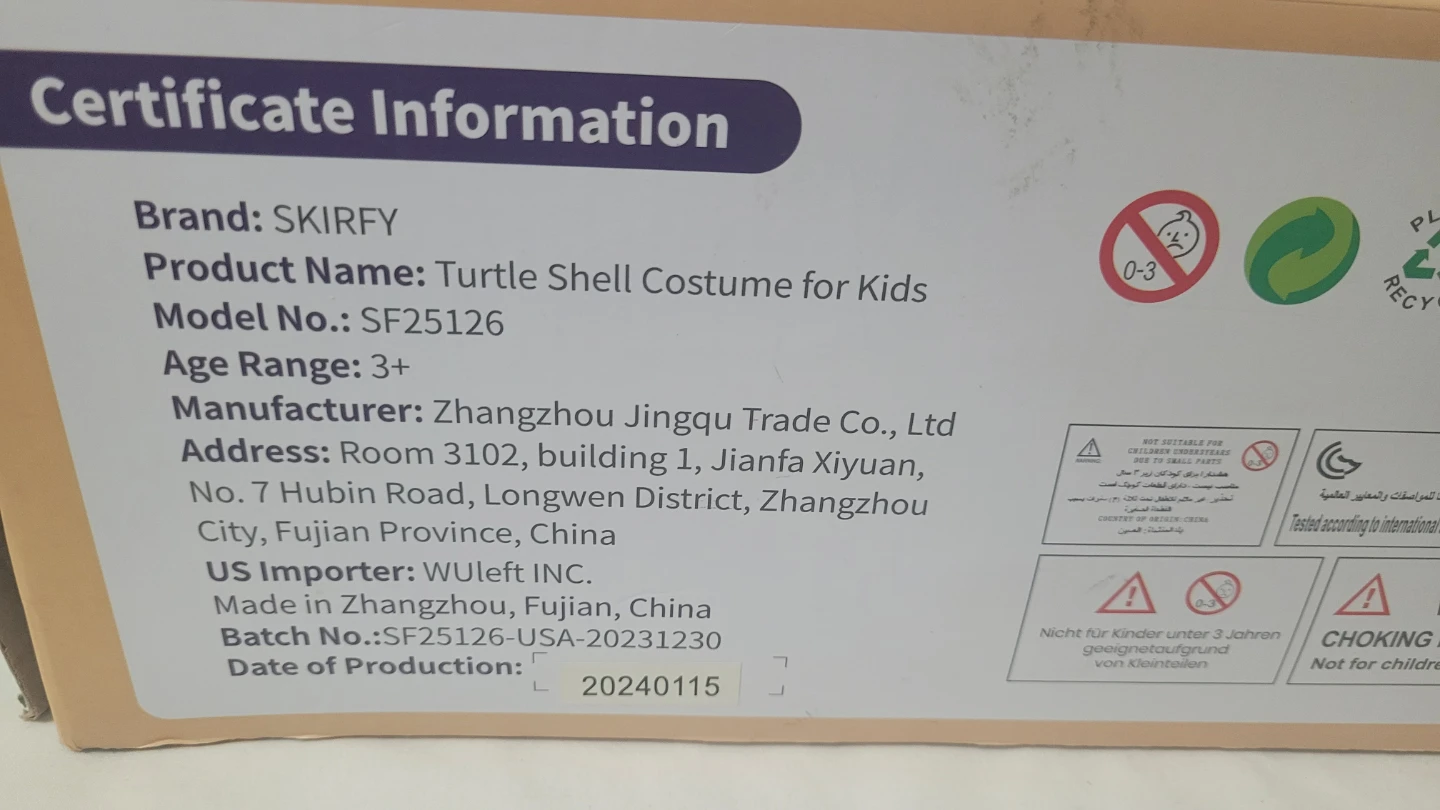 Skirfy Turtle Shell Costume for Kids Size M - photo 4