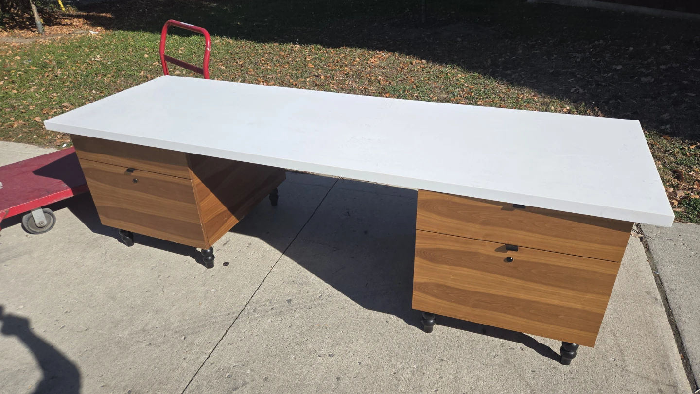 Large Wooden Desk with White Top - photo 3