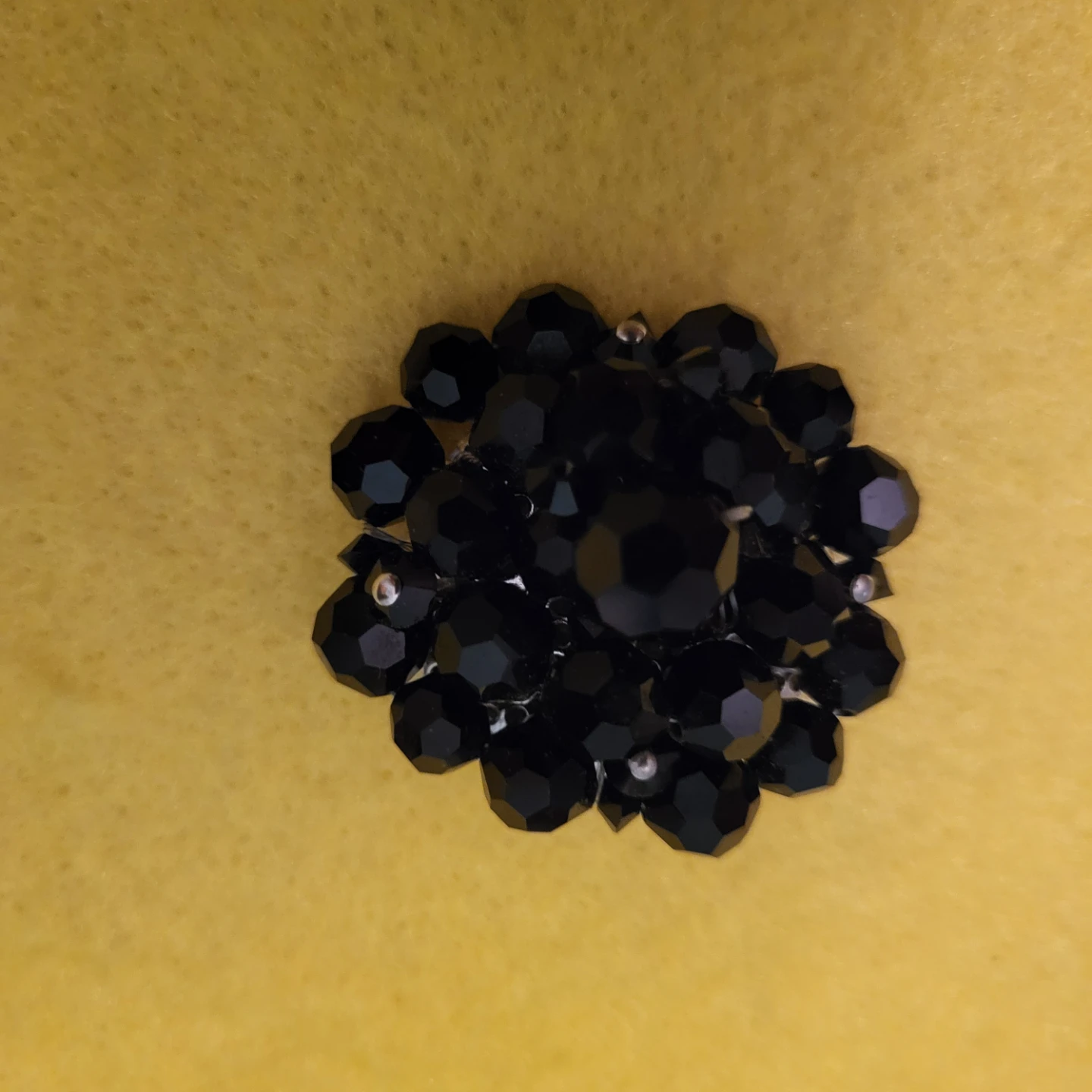 Black Beaded Floral Brooch
