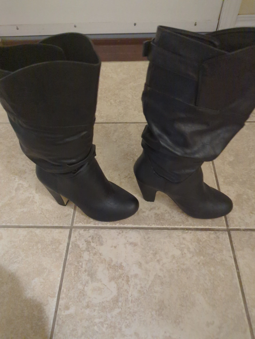 Steve Madden Black Heeled Slouch Leather Boots - photo 3