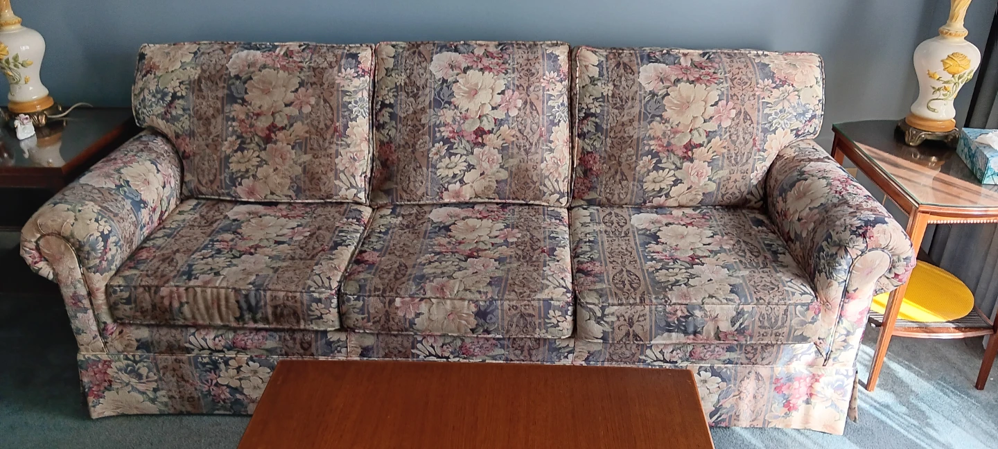 Floral pattern three-seater sofa
