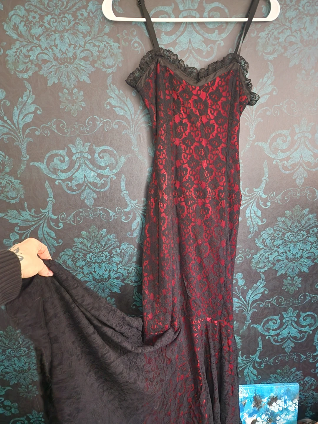 Black and Red Lace Dress