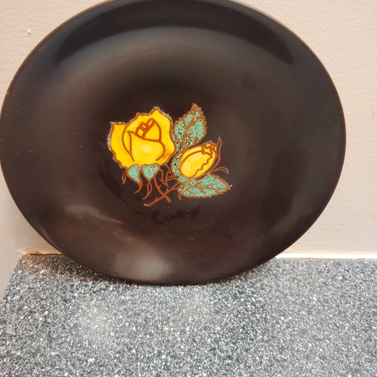 Vintage Couroc Monterey California Yellow Rose I